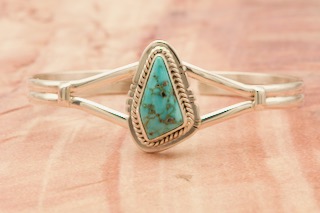 Native American Jewelry Genuine Kingman Turquoise Sterling Silver Bracelet